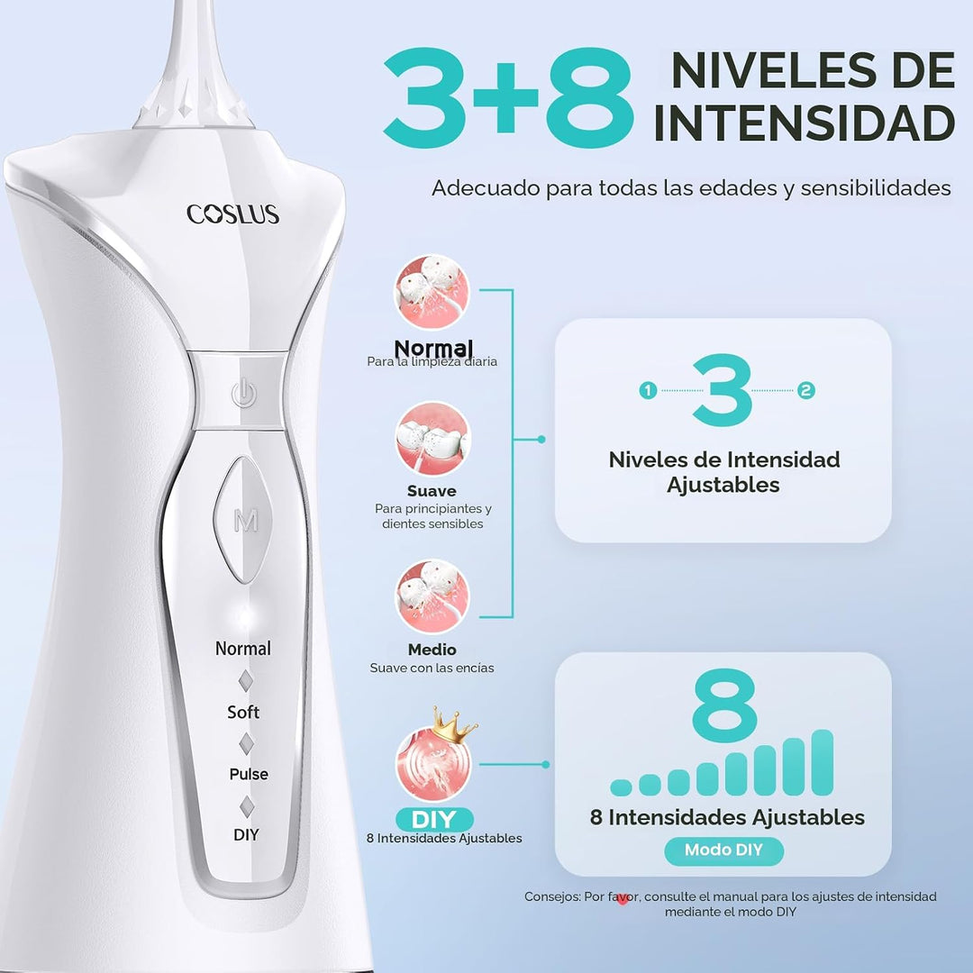 COSLUS Irrigador dental inalámbrico para dientes: 4 modos, portátil...