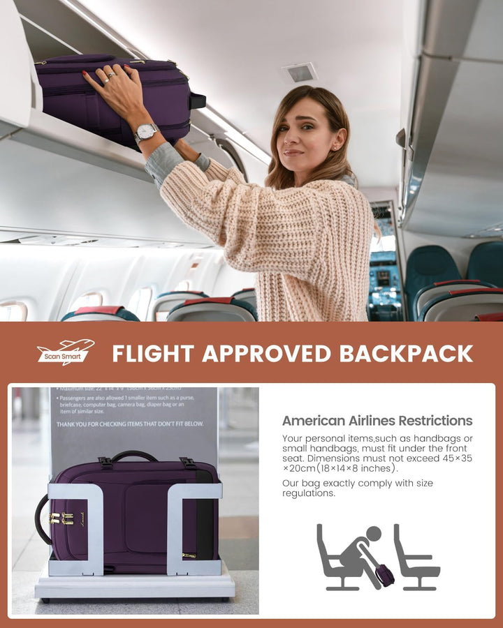 LOVEVOOK Mochila de viaje de mano para mujer, aprobada para vuelos,...