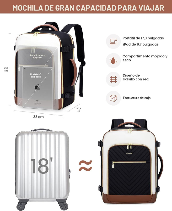 LOVEVOOK Mochila de viaje grande, equipaje de mano para aviones, Mo...