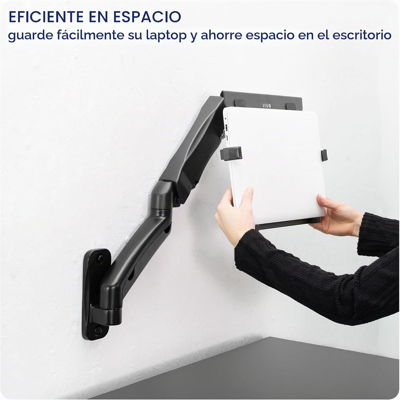 VIVO Soporte de pared para laptop con brazo neumático extensible aj...