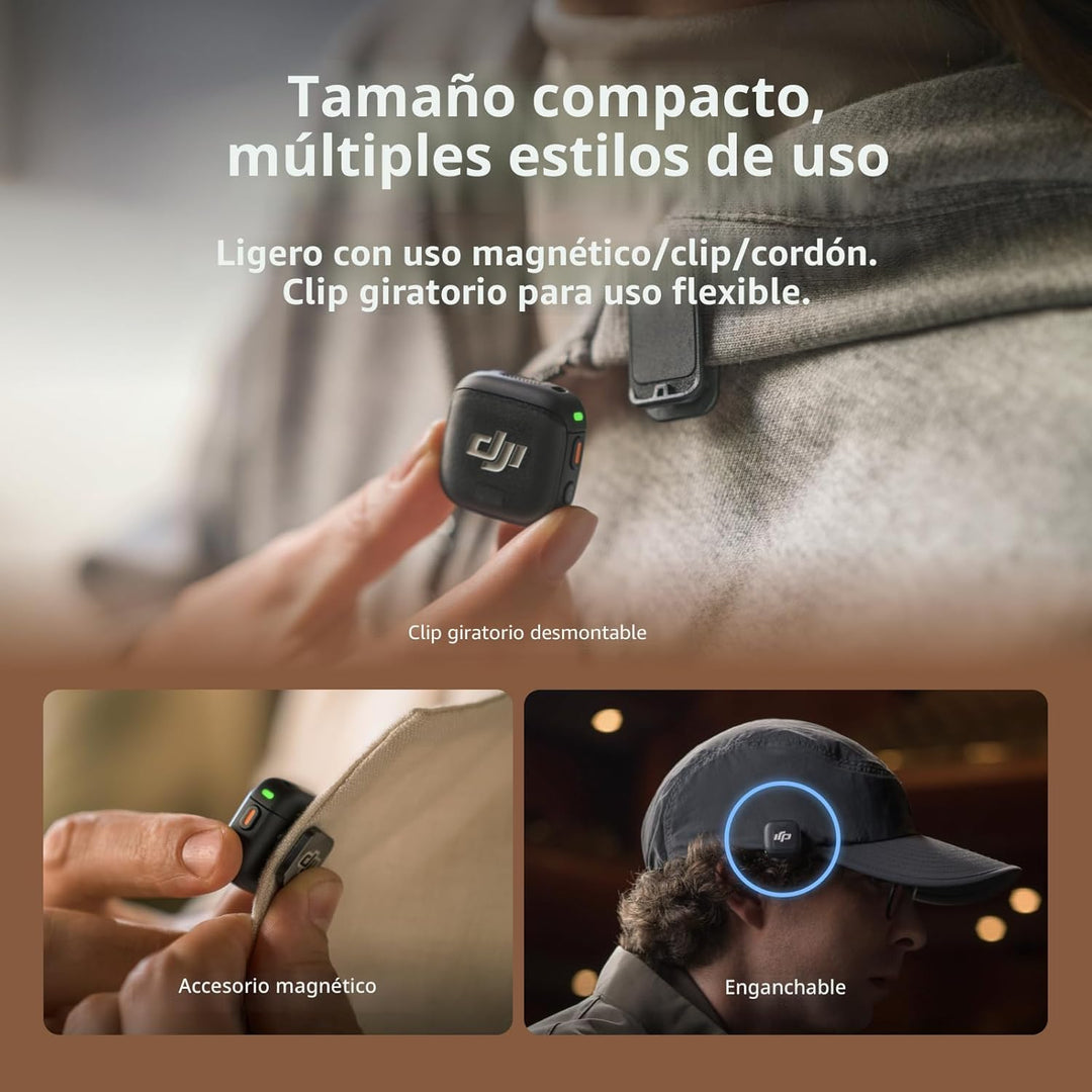 DJI Mic 3 (1 TX + 1 RX), micrófono lavalier inalámbrico para iPhone...