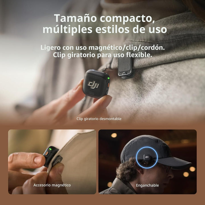DJI Mic 3 (1 TX + 1 RX), micrófono lavalier inalámbrico para iPhone...