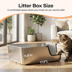 Caja de arena para gatos de acero inoxidable, 17.5 pulgadas de largo x 13.6