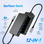 Estación de acoplamiento Surface Thunderbolt 4, triple pantalla a través de HDMI dual + VGA con adaptador de corriente, Surface Dock compatible con Surface Pro 12/11/10/9/8/X/7 y Surface Laptop 5/4/3