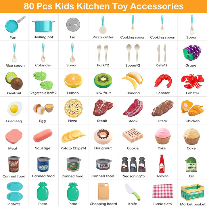 Juego de cocina de 80 piezas, cocina con ollas, sartenes, utensilio...
