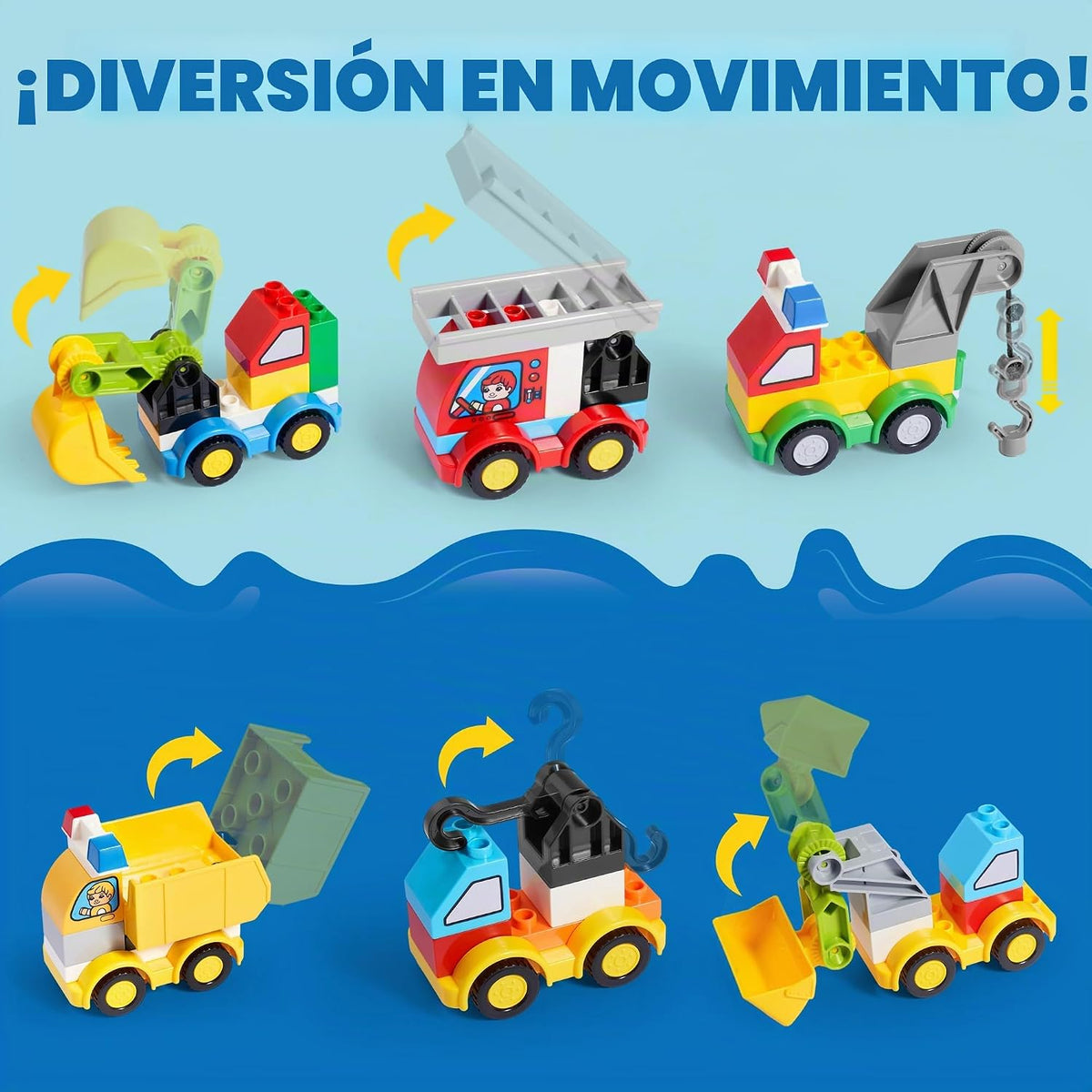JOYIN Juego de 80 bloques de construcción de automóviles para niños pequeños, 12 vehículos diferentes, construye tus propios autos de juguete, compatible con ladrillos de construcción de marca para
