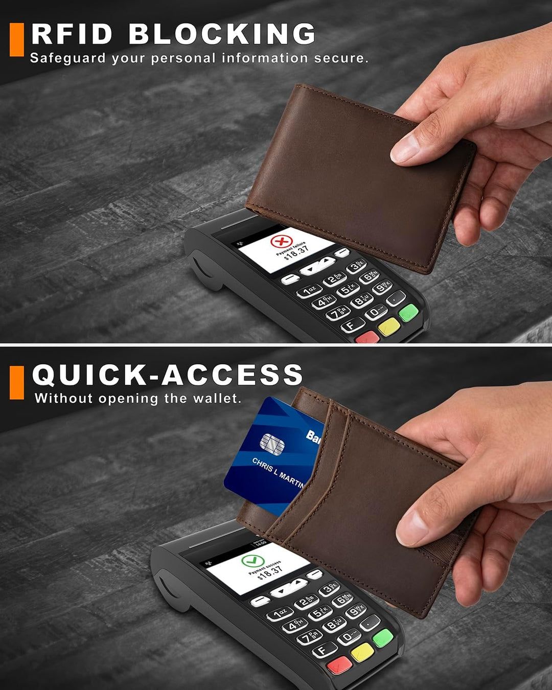 BROSHOPP Billetera Airtag para Hombres, Billetera Bifold de Cuero d...