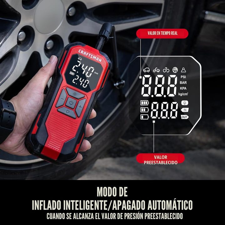 CRAFTSMAN Compresor de aire portátil para inflador de neumáticos, m...