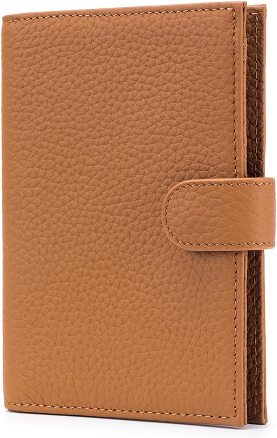 Karmiir Cartera de viaje compacta para pasaporte RFID, cartera de cuero para pasaporte con tarjetero, bolsillo con cremallera para monedas y compartimento para efectivo, color marrón