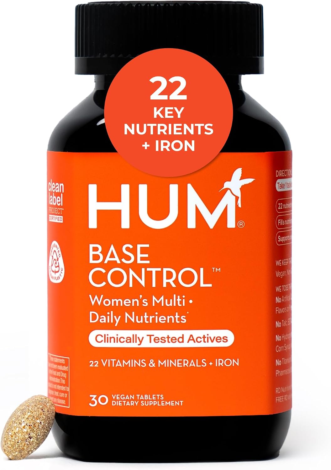 HUM Base Control Multivitamínico para mujeres con vitamina C, hierr...