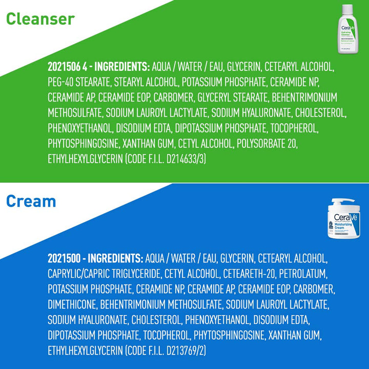 CeraVe Crema Hidratante y Limpiador Facial Hidratante Set de Cuidad...