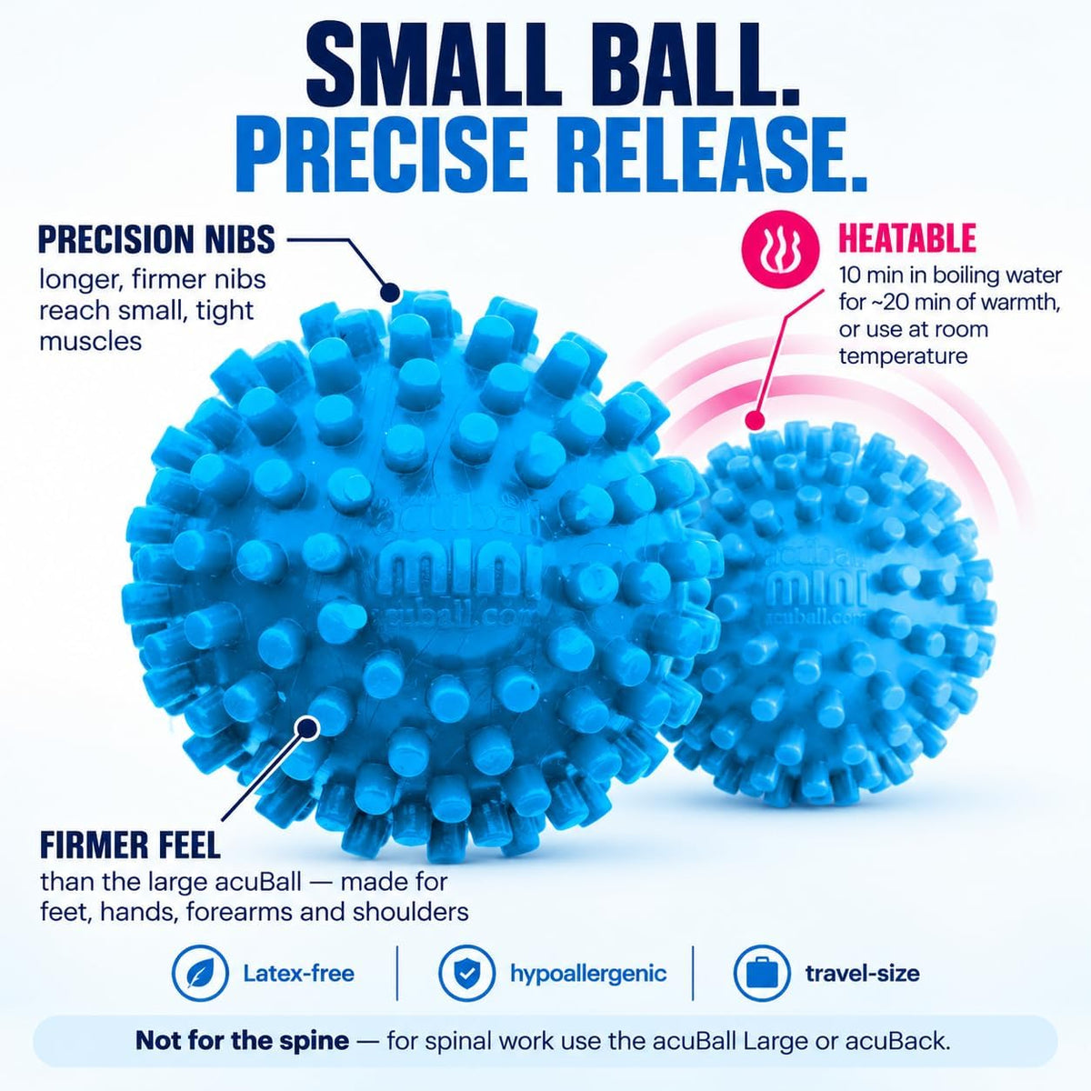 Dr. Cohen's acuball Mini bola de masaje calentable, paquete de 2, juego de