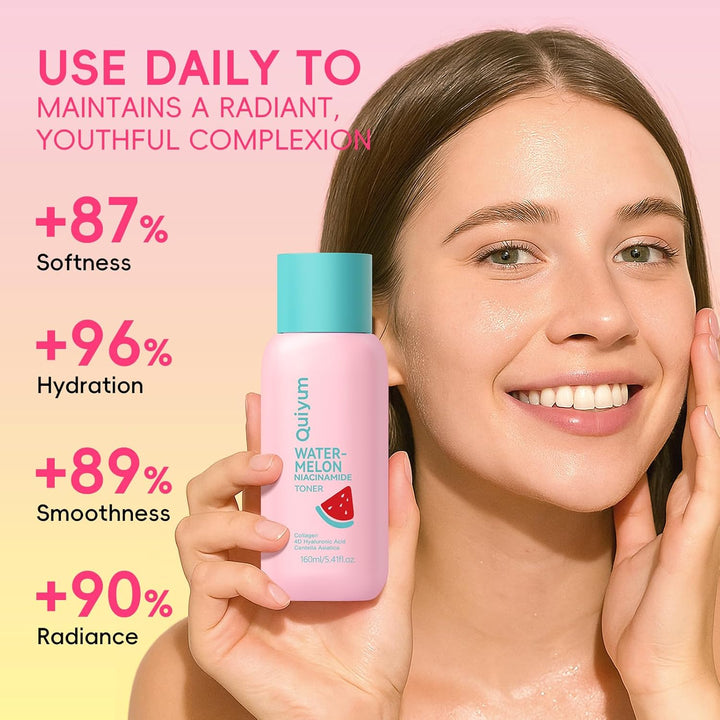 QUIYUM Watermelon &amp; Niacinamide Skincare Heroes (5 piezas), set...