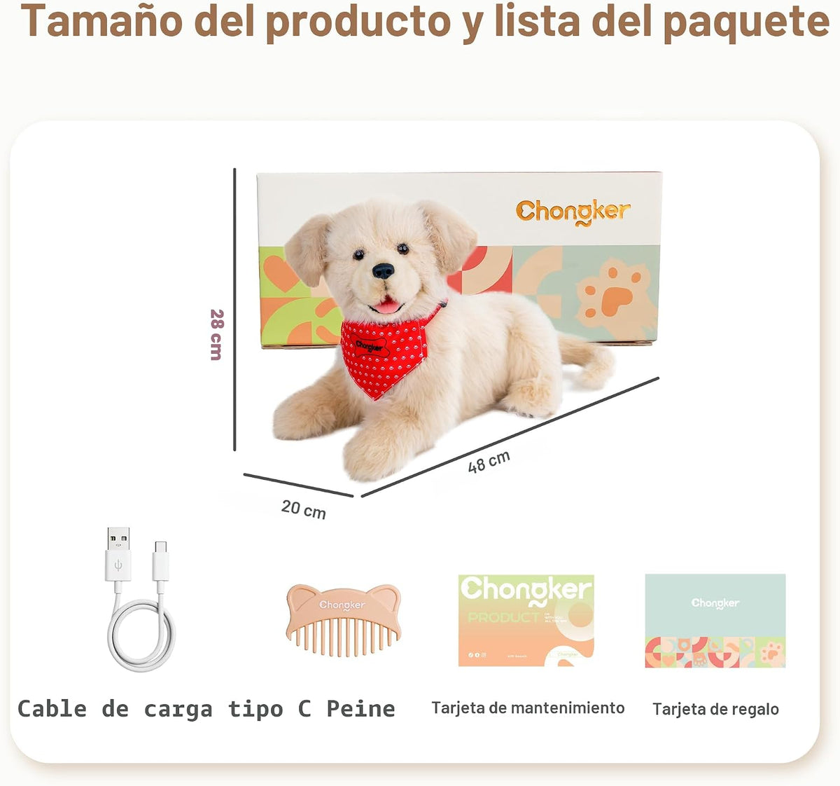 Chongker Realistic Companion Robot Dog Stuffed Animals para Elderly