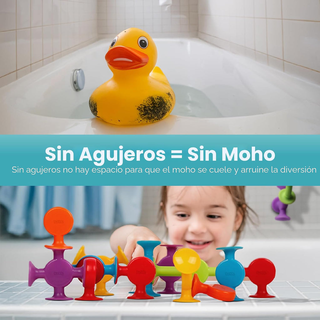 BUNMO Juguetes de baño de succión - Conecta, construye, crea - Juguetes de baño - Horas de diversión y creatividad - Habilidades motoras finas - Juguetes sensoriales estimulantes - Juguete no se puede