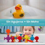 BUNMO Juguetes de baño de succión - Conecta, construye, crea - Juguetes de baño - Horas de diversión y creatividad - Habilidades motoras finas - Juguetes sensoriales estimulantes - Juguete no se puede