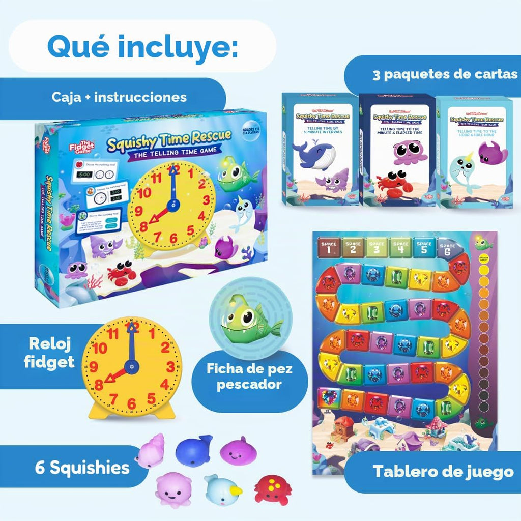 Fidget Game Squishy Time Rescue - Telling Time Game para Kids Ages 6-11