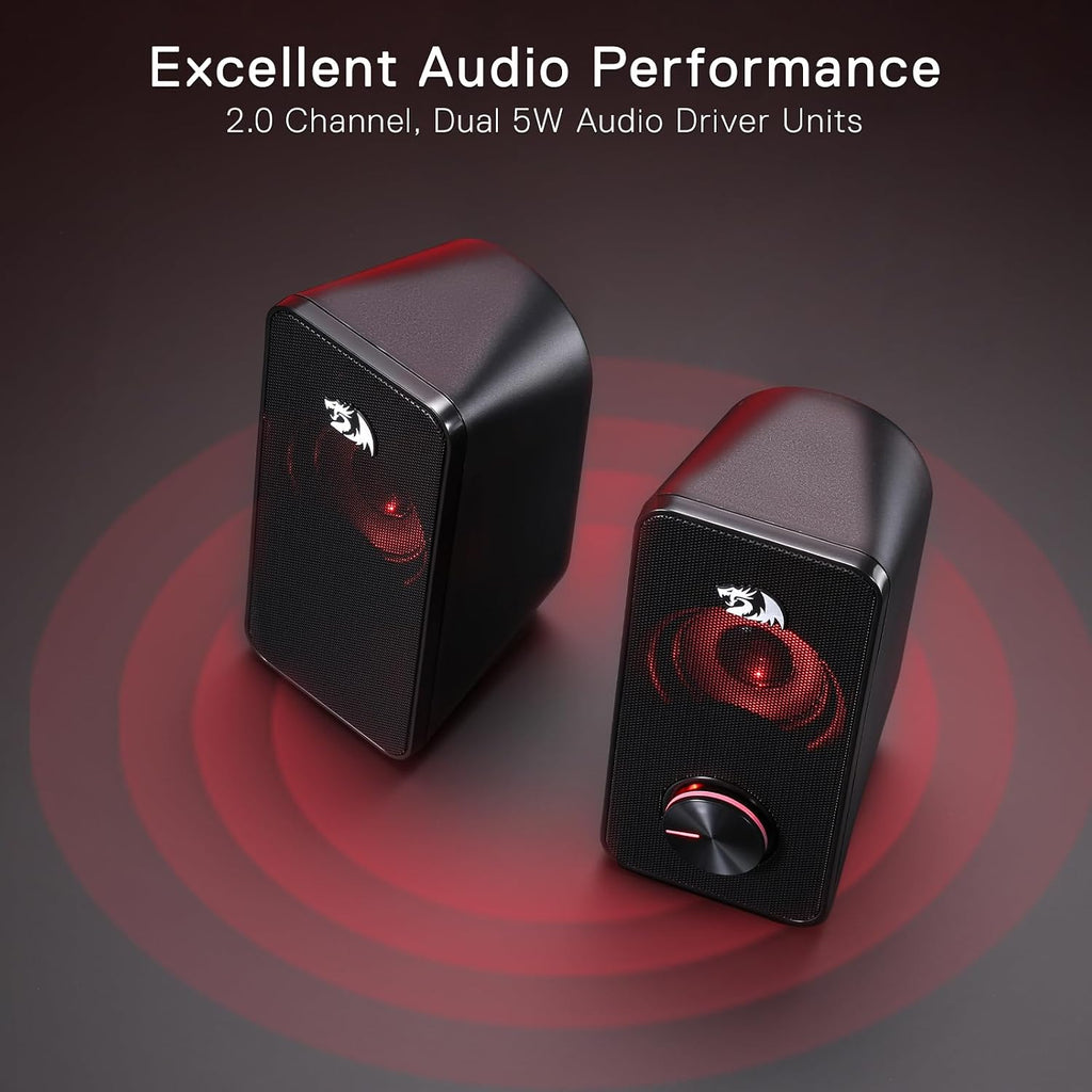 Redragon Altavoces para juegos de PC GS500 Sonido mejorado estéreo de 2.0