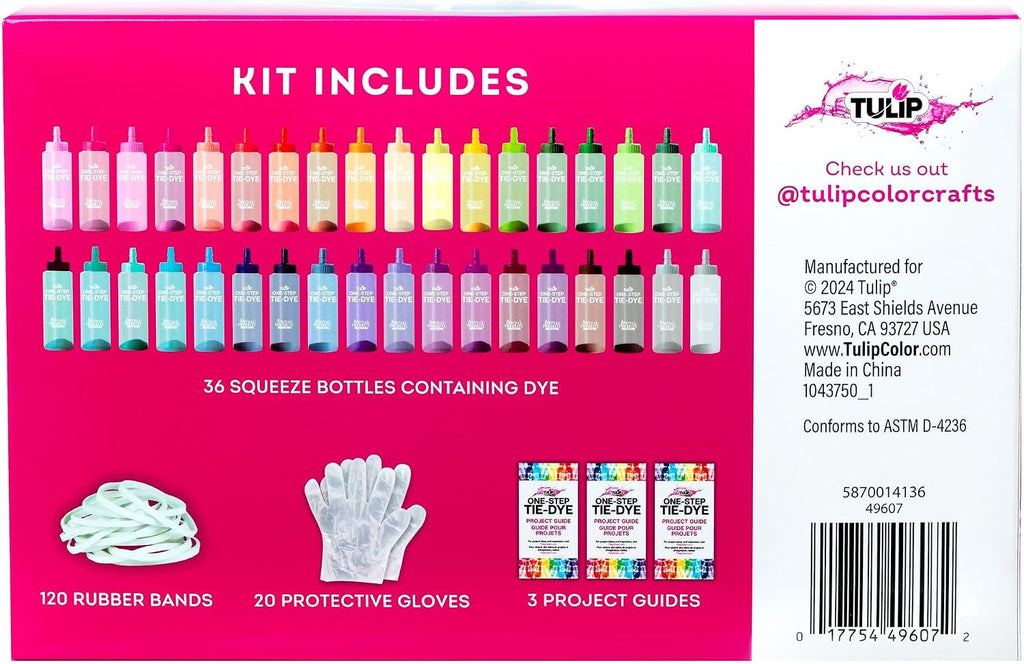 Tulip - Kit de fiesta de teñido anudado de un solo paso, color mania, 36 colores
