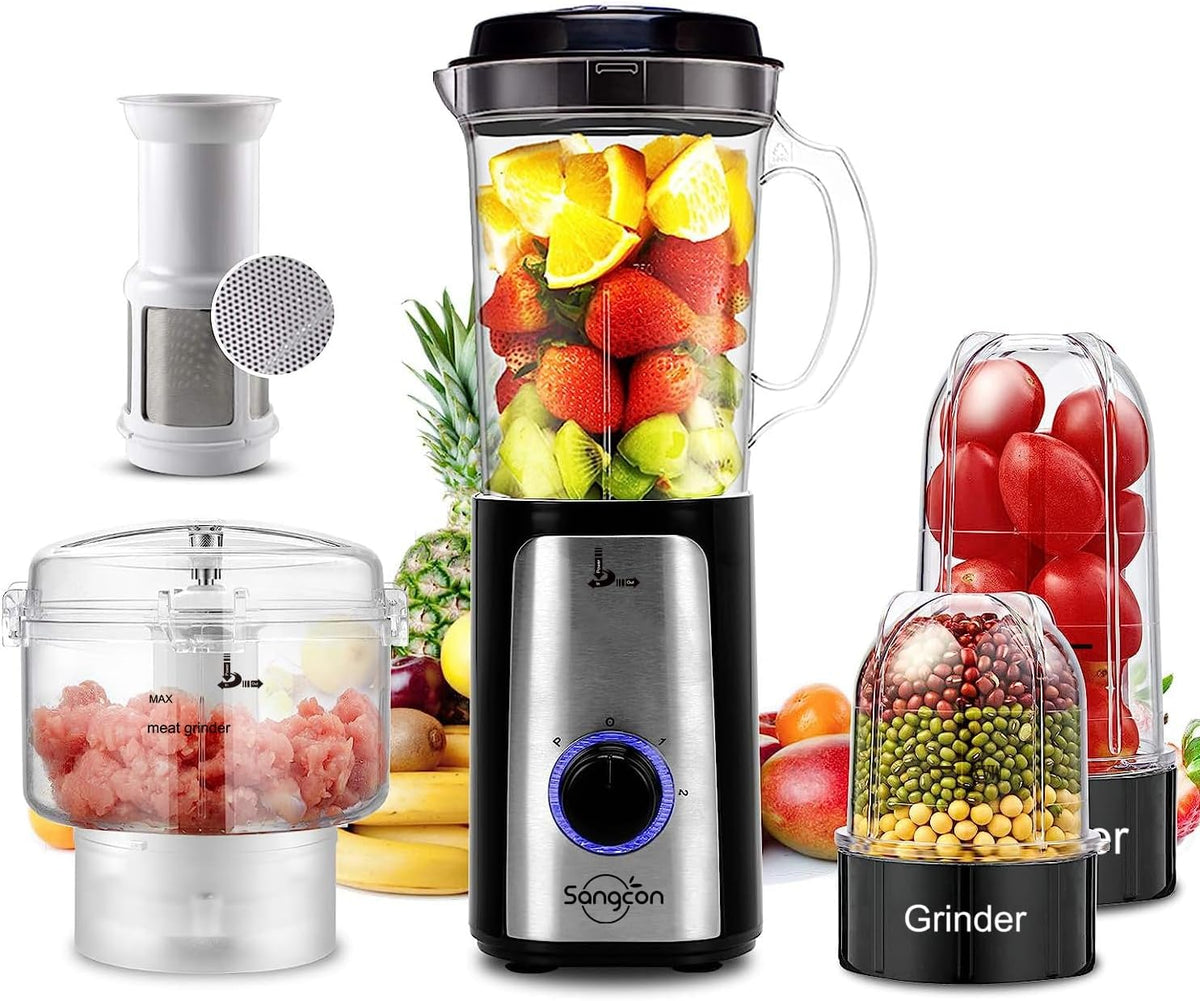 Sangcon Batidoras para cocina, 5 en 1, procesador de alimentos combinado