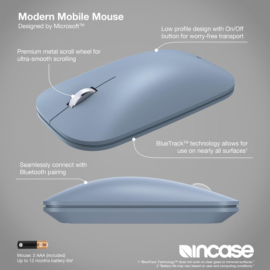 Incase Mouse móvil moderno, diseñado por Microsoft, ligero, navegac...
