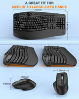 Combo ergonómico de teclado y mouse inalámbricos, teclas onduladas...
