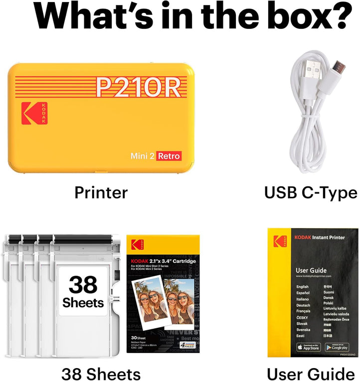 KODAK Mini 2 Retro - Impresora portátil para fotografías de 2.1 x 3...