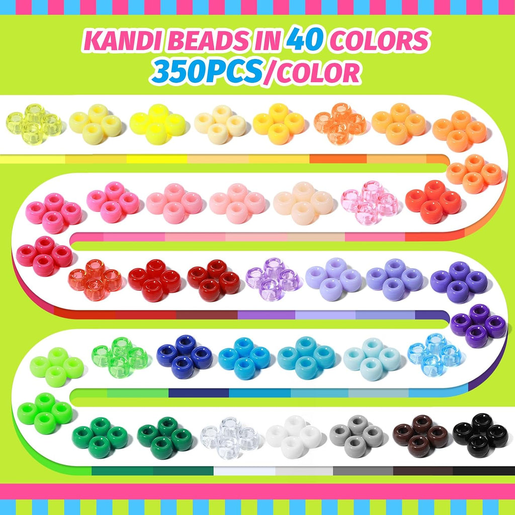 14000 cuentas de poni a granel, 40 colores para hacer pulseras