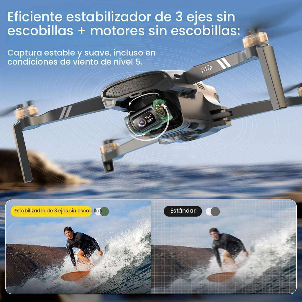 Holy Stone HS900 Drone con Camera para Adults, 3-Axis Gimbal, 8K Photo, 4K/30FPS Video, 20000Ft Transmission, AI Follow Me, Smart Return, QuickShots, Beginner-Friendly