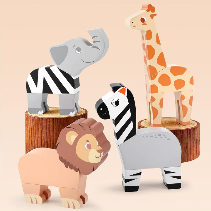 Joyreal Juego de juguetes magnéticos de animales de la selva, 16 pi...