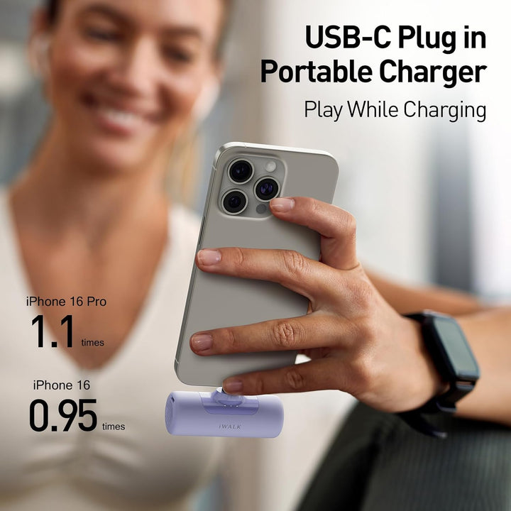 iWALK Cargador portátil de 4,500mAh para iPhone 15\/16\/17, batería...
