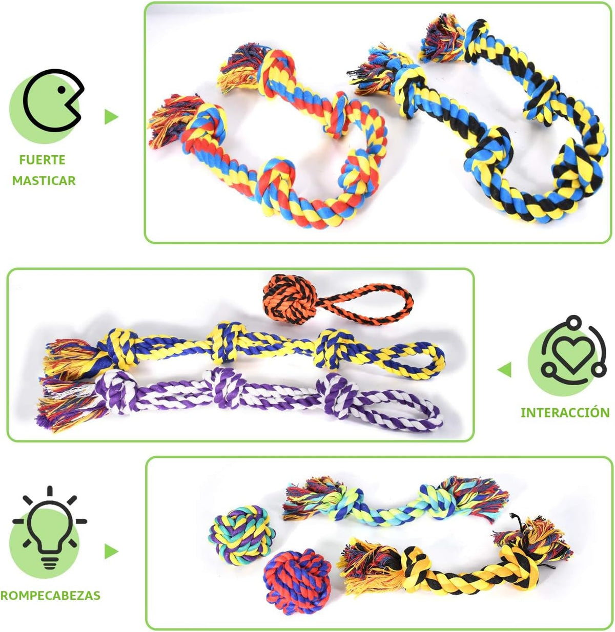 Large Tough Chew Toys para Aggressive Chewers, 9 Pack Dog Rope Toys