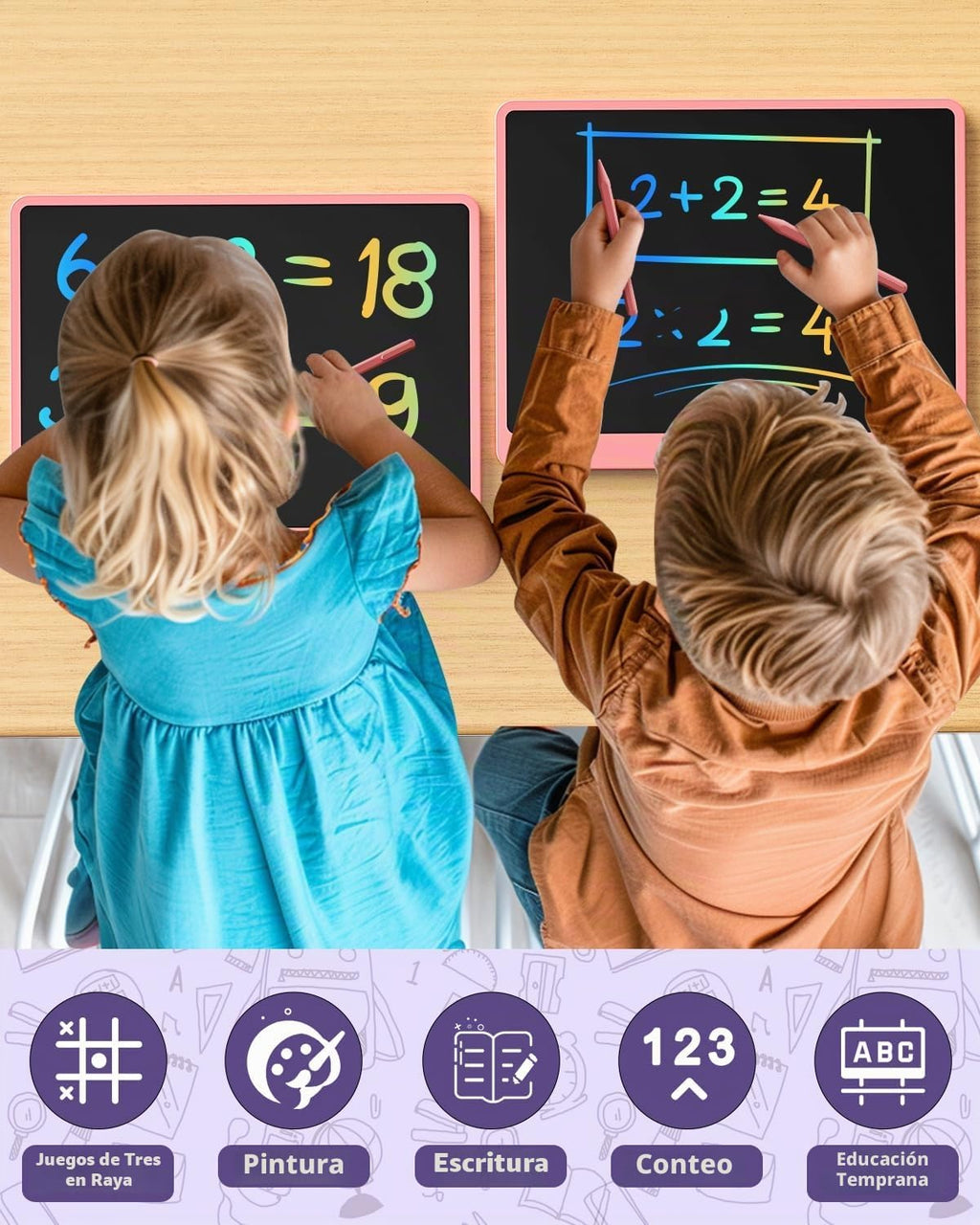Tableta de escritura LCD para niños, tablero de garabatos de 16 pulgadas, juguetes de aprendizaje para niñas de 3, 4, 5, 6, 7, 8 años, regalo de cumpleaños, almohadilla de dibujo colorida para niños, rosa
