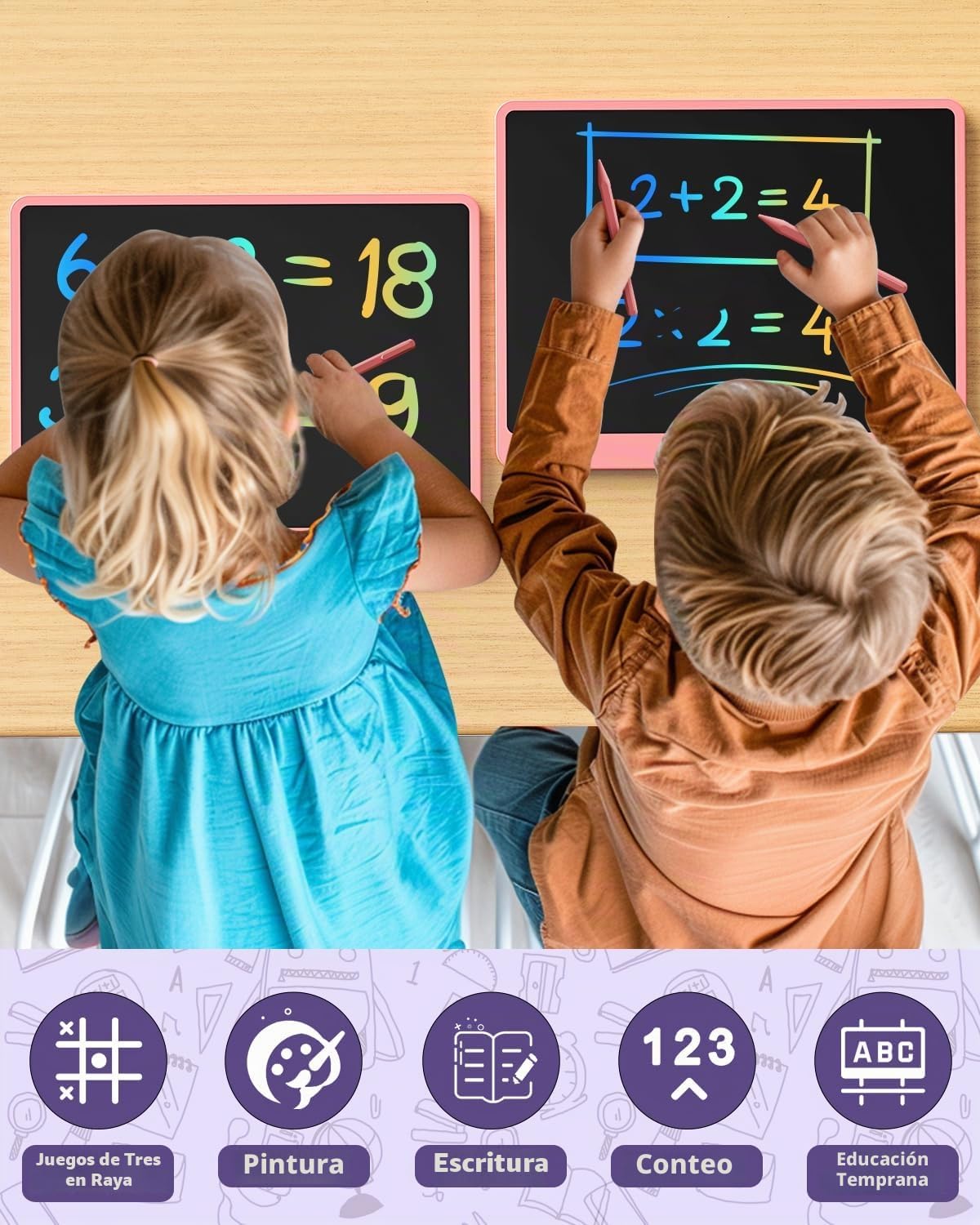 Tableta de escritura LCD para niños, tablero de garabatos de 16 pulgadas, juguetes de aprendizaje para niñas de 3, 4, 5, 6, 7, 8 años, regalo de cumpleaños, almohadilla de dibujo colorida para niños, rosa