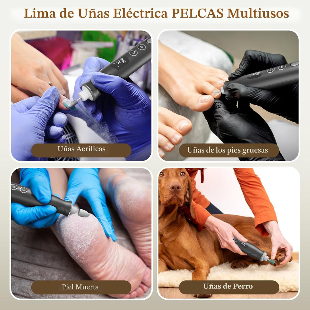 PELCAS Limadora de Uñas Eléctrica, taladro de uñas inalámbrico de 1...