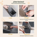 AIPERRO Caja de arena cerrada para gatos de acero inoxidable con tapa de