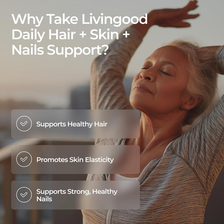 Livingood Daily Suplemento para cabello, piel y uñas, fórmula 14 en...