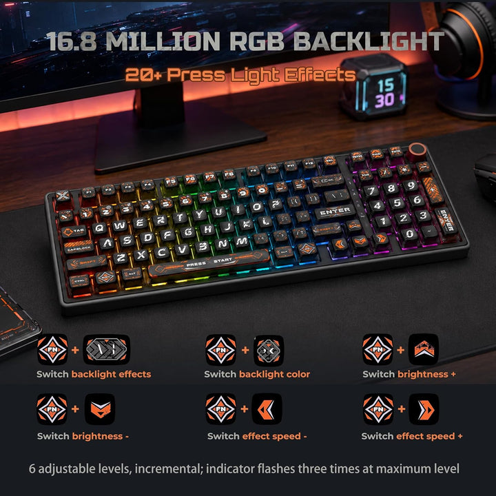 RK ROYAL KLUDGE R98 Pro Teclado mecánico con cable, teclado RGB par...