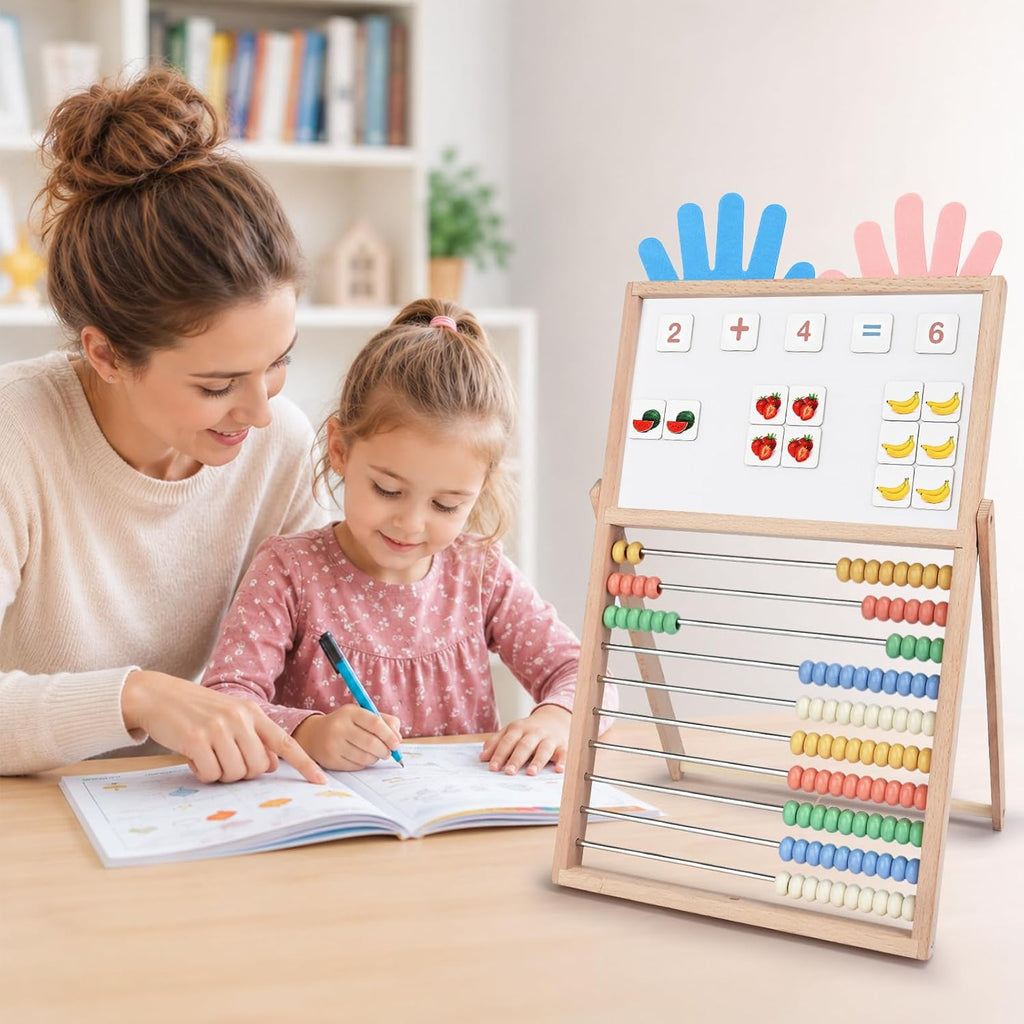 Joyreal Ábaco de madera para niños Matemáticas 3-5 4 5-7, pizarra blanca de