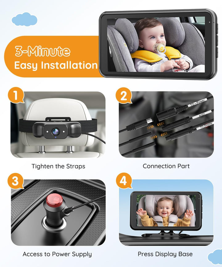 Babyvue BC1 - Cámara de coche para bebé pantalla HD 1080P