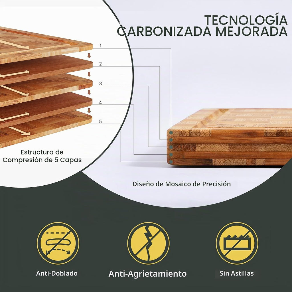 Paquete de 2 tablas de cortar de madera para cocina, tablas de cortar de
