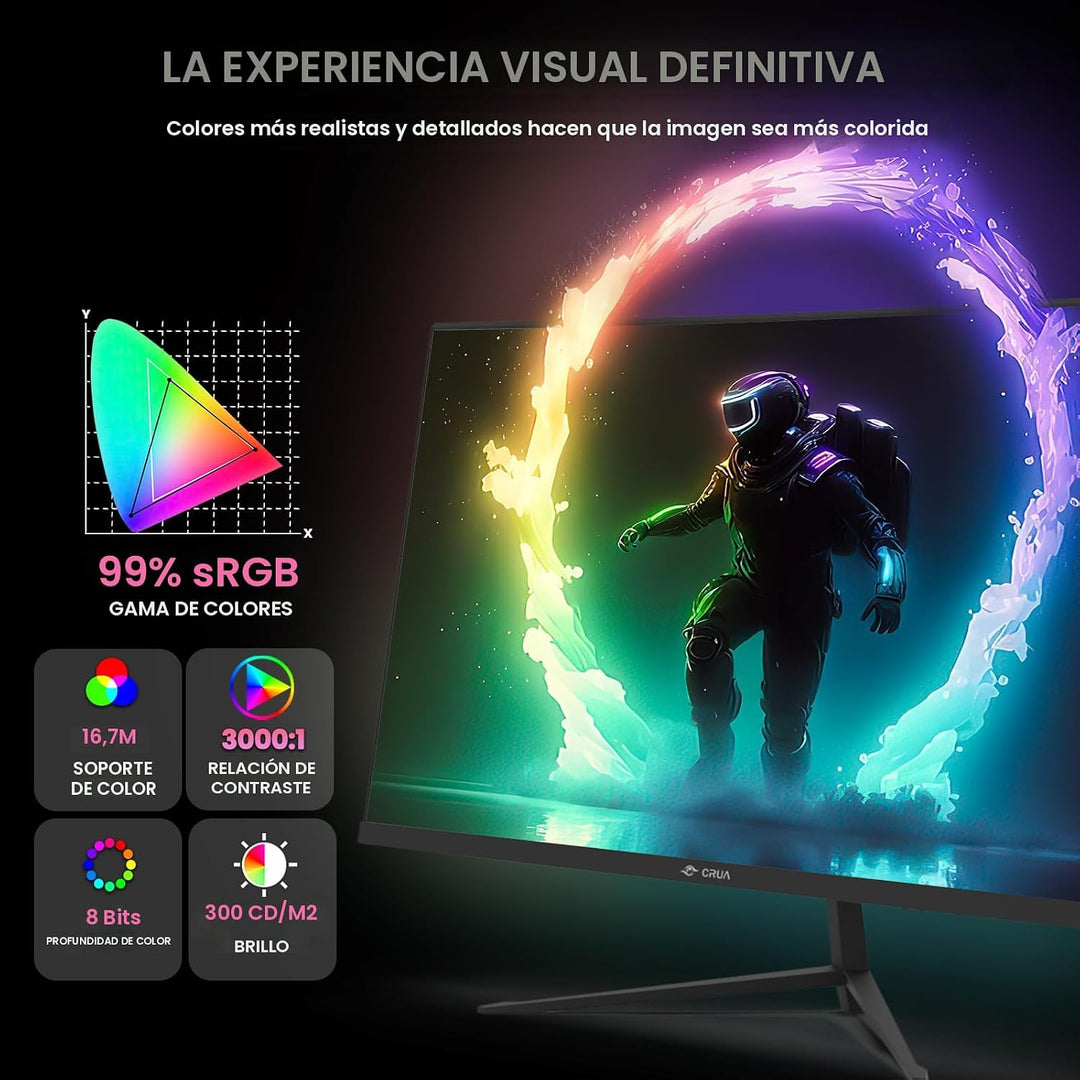 CRUA Monitor curvo para juegos FHD 1080P 200Hz de 24 pulgadas, Free...