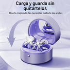 2026 Gran regalo con clip en auriculares con diseño de corazón y aretes de mariposa desmontables, auriculares inalámbricos Bluetooth 6.0 para mujer, IPX6 impermeable, tiempo de reproducción de