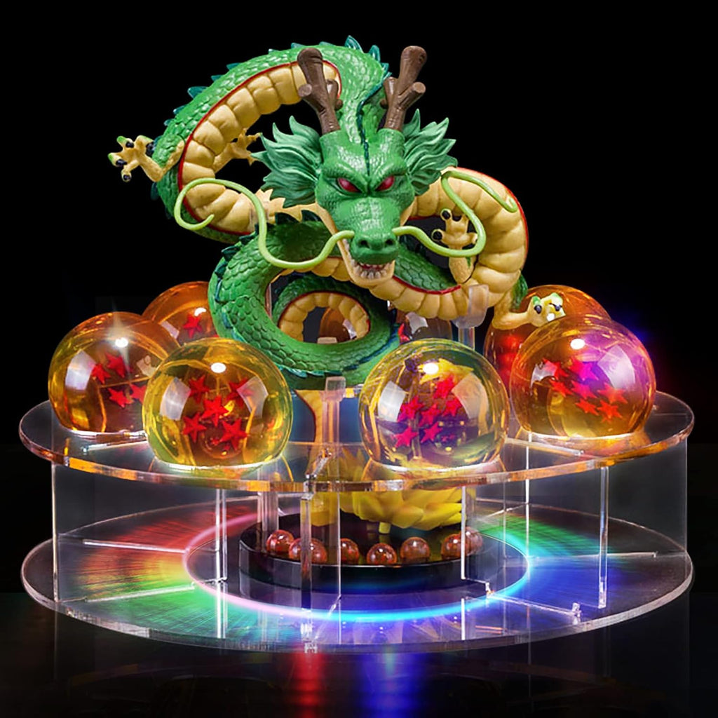 El novedoso juego de bolas de juego transparentes de dragón de juguete para niños contiene estatua de dragón + bola de 1.2 pulgadas + base acrílica + disco LED + caja de regalo de estrella se puede utilizar como decoración del hogar, regalos de cumpleaños
