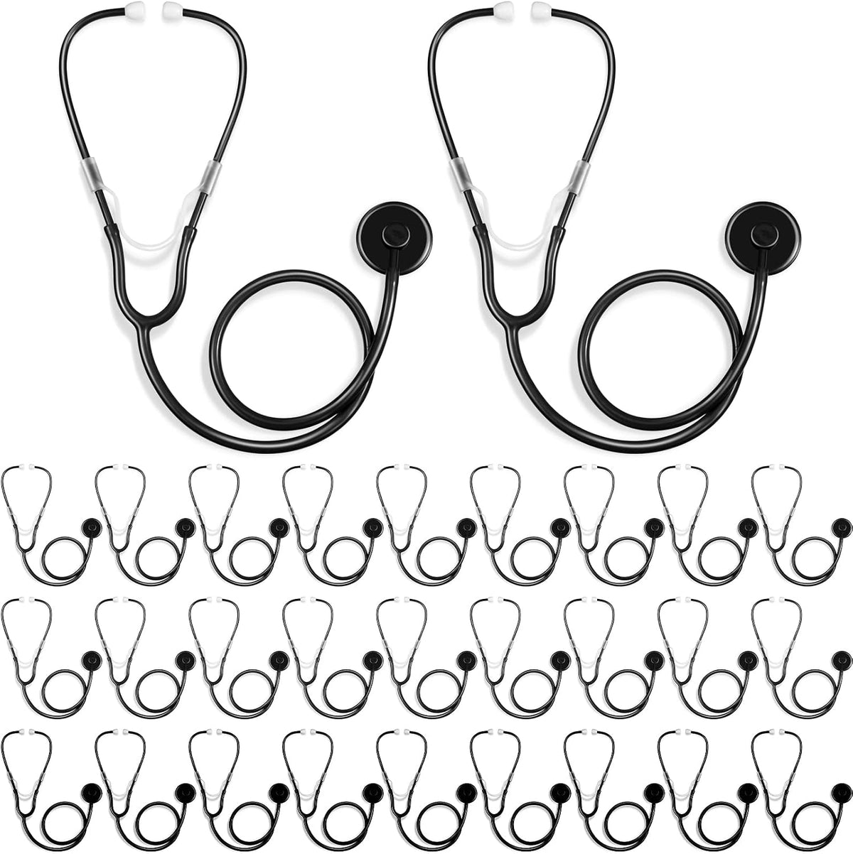 Paquete de 30 Estetoscopios de Juguete para Niños Estetoscopios Desechables a Granel Funcionamiento Real Enfermería Médico Juego de Simulación Accesorios de Disfraz de Enfermera para Niños Día