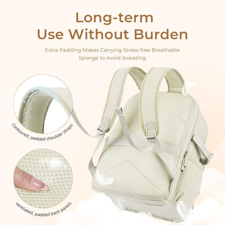 CLUCI Mochila acolchada hinchada para laptop para mujer, Blanco, Mo...