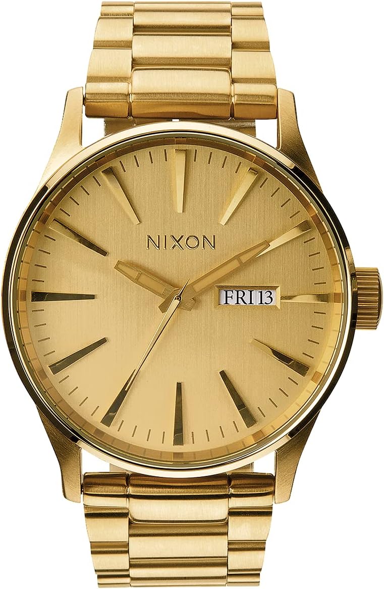 NIXON Sentry SS A356 - Reloj analógico clásico resistente al agua de 100 m para hombre (cártula de reloj de 42 mm, correa de acero inoxidable de 23 mm-20 mm)