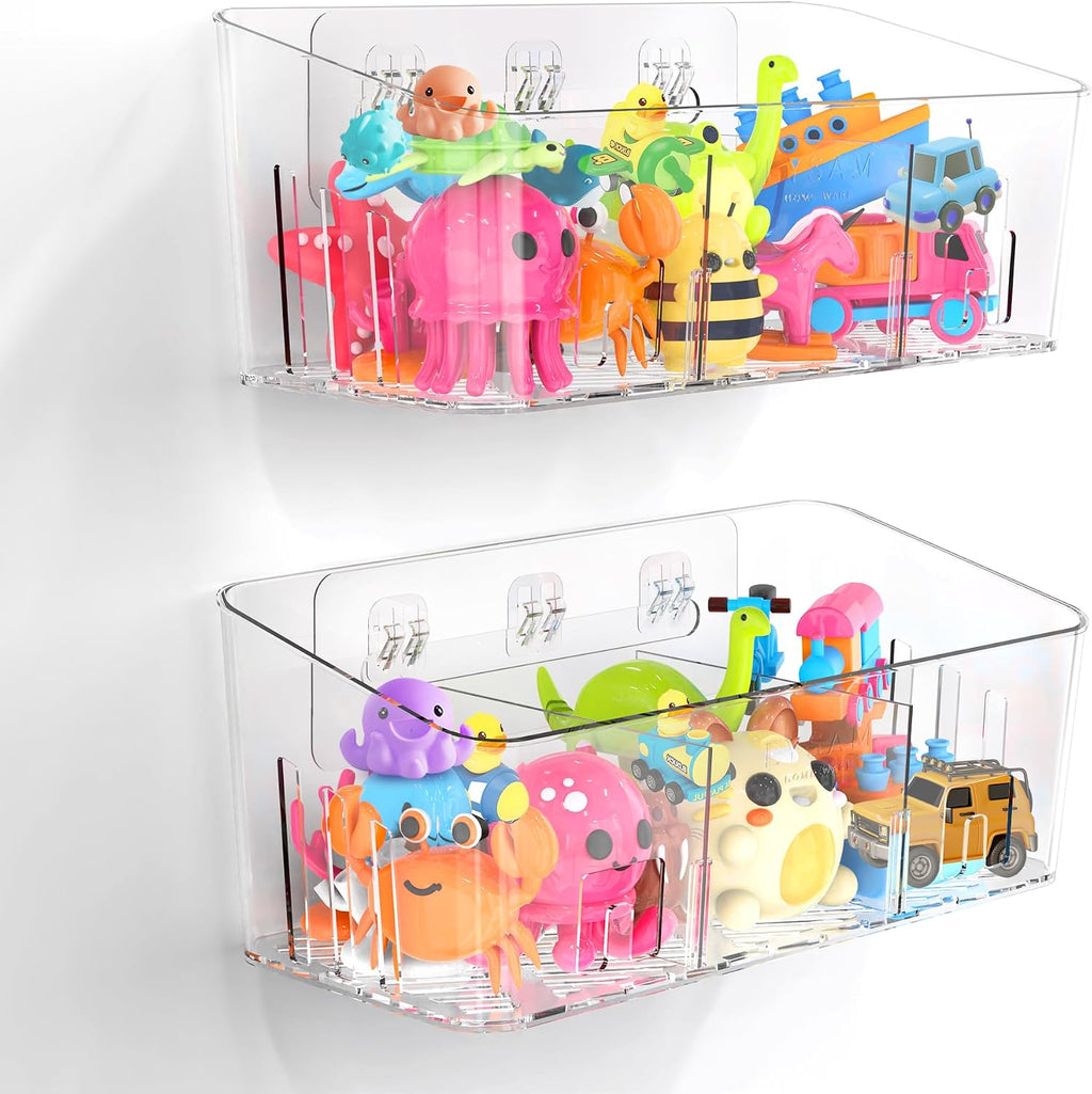 Almacenamiento de juguetes de baño, 2 paquetes, soporte grande para