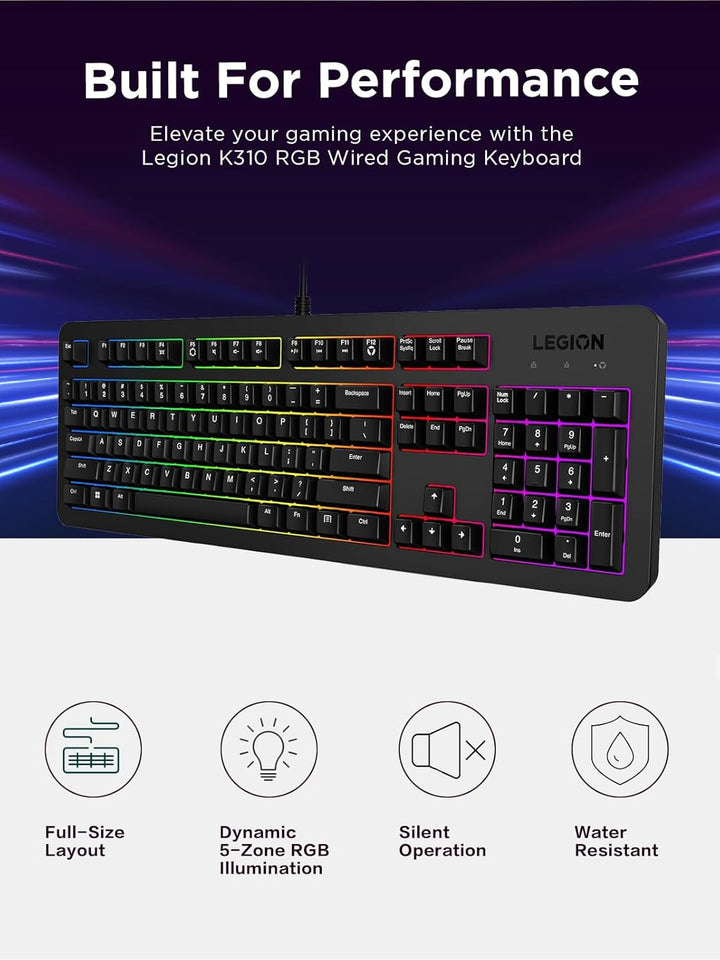 Teclado para juegos Lenovo Legion K310 RGB con cable - Tiempo de re...