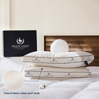 Pacific Coast Almohadas de plumas de ganso y plumón para dormir de lado y de espalda, juego de 2 unidades, tela de algodón 100% orgánico, almohadas firmes, almohadas reforzadas de la colección de